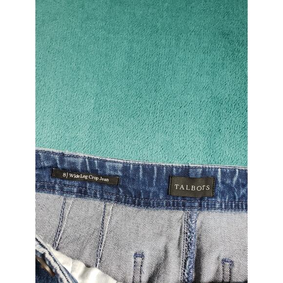 Talbots Jeans Size 8 Womens Blue Pants Stretch Ladies Mid Rise Wide Leg Crop NWT - Picture 4 of 15